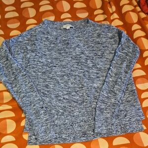 LOFT Gray Marled Lightweight Crewneck Sweater